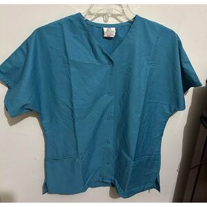 Fundamentals Womens Short Sleeve Snap Front‎ Scrubs Top/Jacket